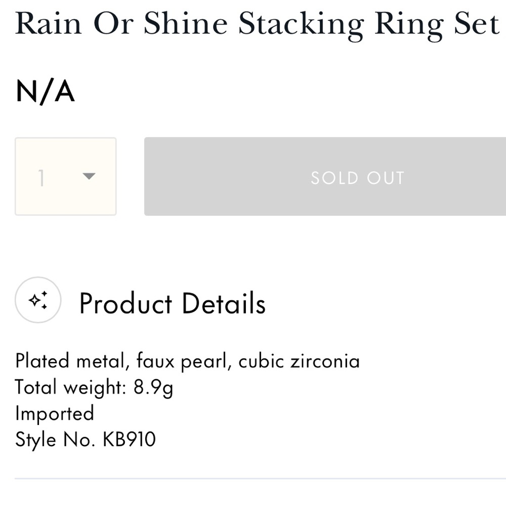 $99 Kate Spade Rain Or Shine Stacking Ring Set size 7 - Picture 5 of 7
